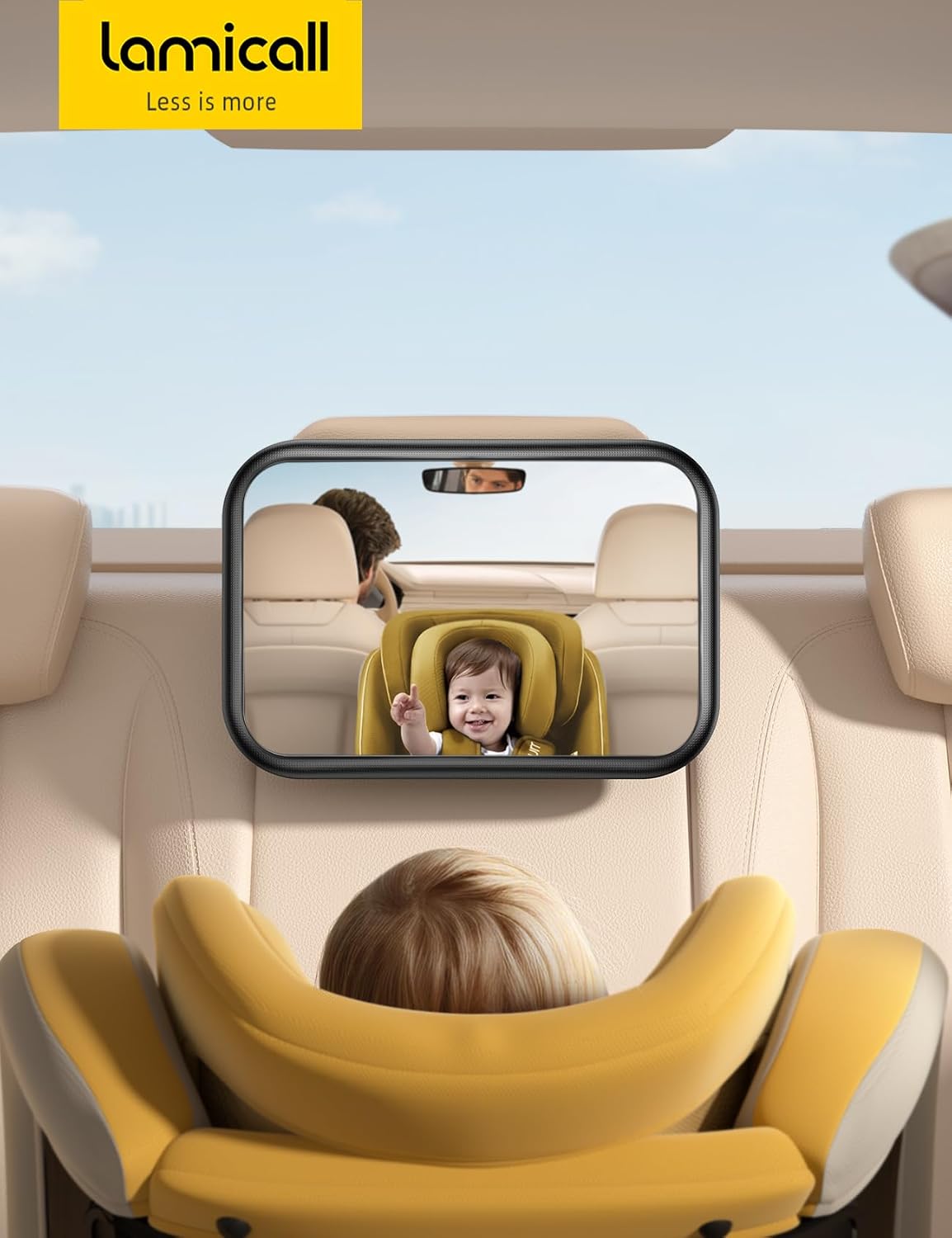 Lamicall Baby Car Mirror for Backseat - Never Shake Clip Hook, Safest Acrylic Rear Facing Car Seat Mirror, 3S Access, 360° Rotation & Wide Clear View, Newborn Baby Accessories Gifts