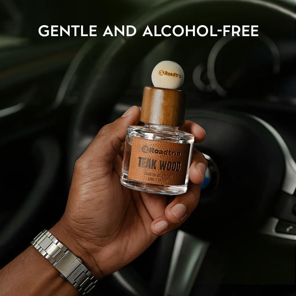 Car Air Freshener 50ML - Light Teakwood Fragrance - Cup Holder Diffuser - Car Interior Accessory - Non Toxic Air Freshener for Men & Women