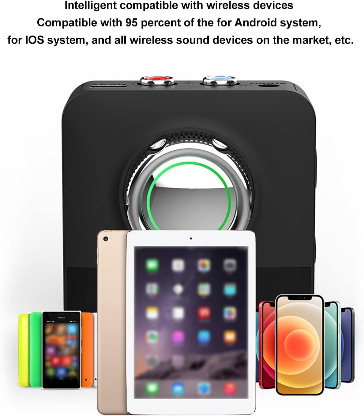 Bluetooth AUX Adapter, Wireless Audio Adapter, with 3D Sound Functi and LED Status Light, Bluetooth 5.0 Support Hands Freely Calling Functi and Voice Wake Up Functi for Car Use