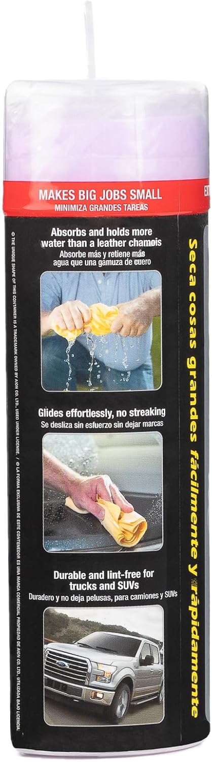 CleanTools the Absorber XL 18" x 29" - Synthetic Premium Drying Chamois Cloth for Cars and Trucks - Super Absorbent, Scratch-Free and Washable (Purple)