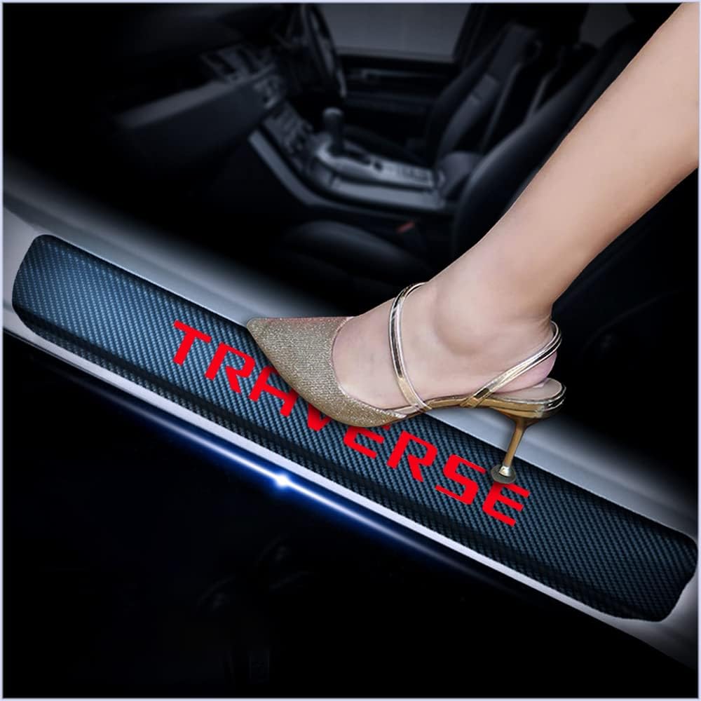 4Pcs Car Door Sill Protector for Chevy Traverse, Carbon Fiber Anti-Scratch Guard for Chevy Traverse Accessories - Self-Adhesive Car Door & Sill Protector -Purple
