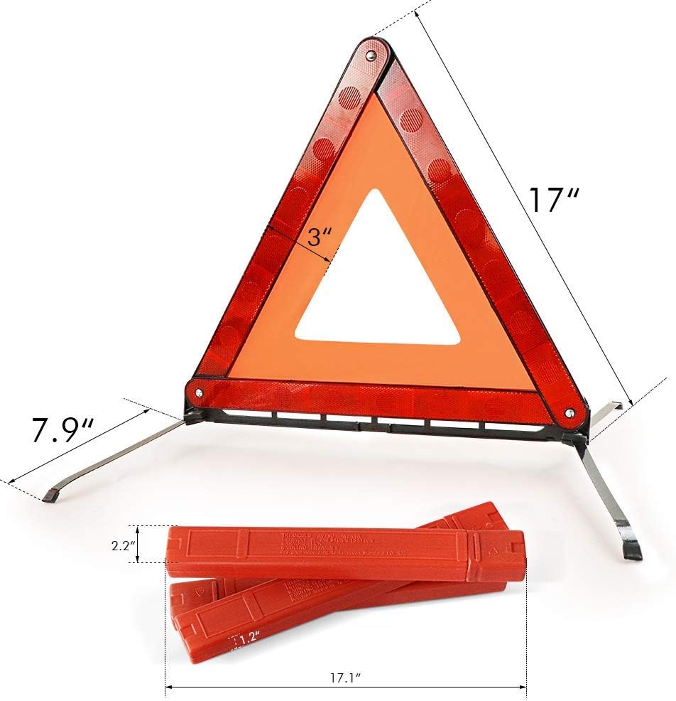 PGM Warning Triangle Reflective Kit, 3 Pack, DOT Approved Emergency Road Safety Signs with Storage Case