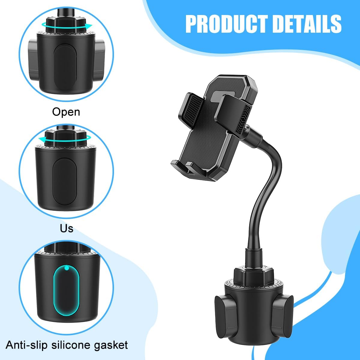 360° Rotatable Long-Neck Cup Holder Phone Mount, Style X905