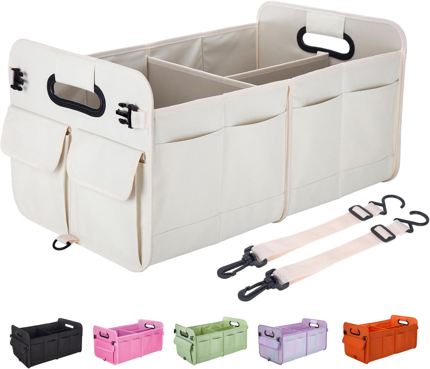 titiyiof Trunk Organizer For Suv & Sedan,Car Organizers and Storage, Waterproof Collapsible & Adjustable Straps,70L Sturdy Car Organization for Car Accessories, Tools,Sundries,2-3Compartment（Orange