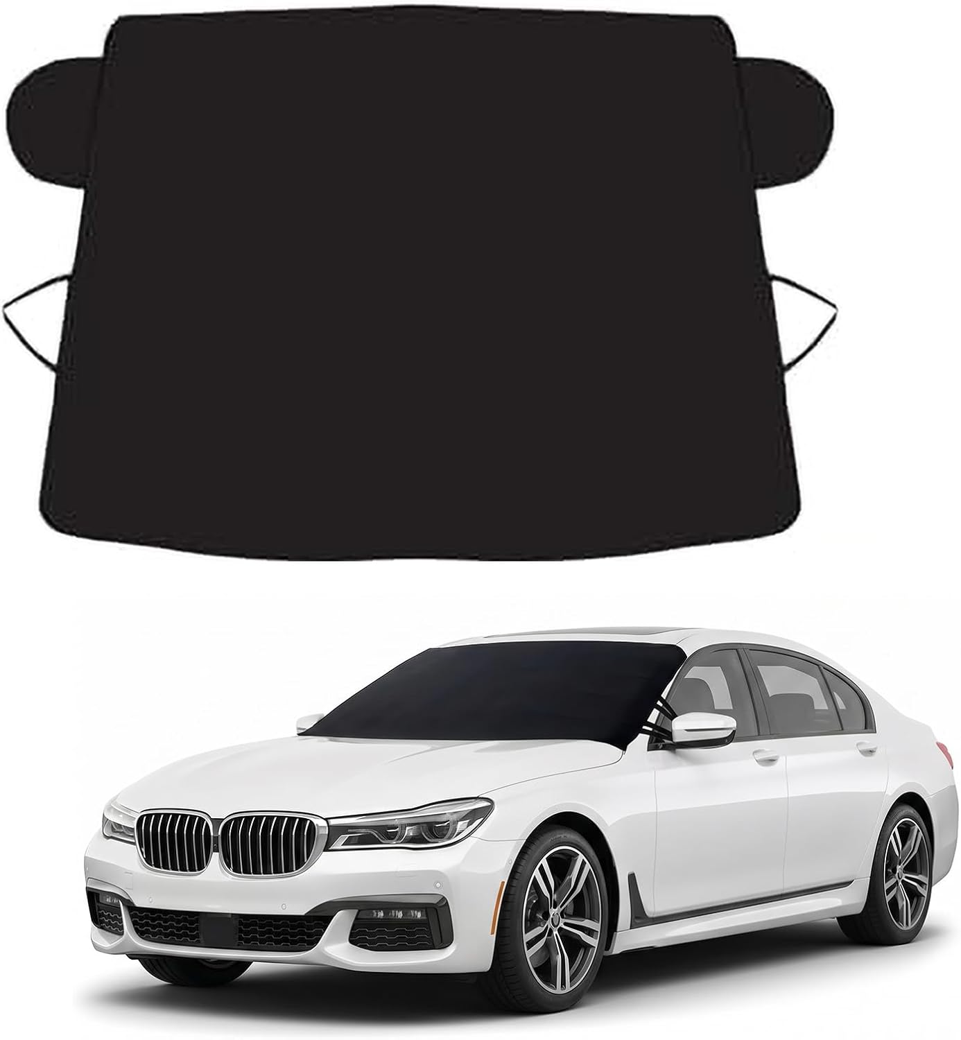 Exterior Car Windshield Cover, Oxford Fabric All Weather Windshield Snow Shield for Windshield & Mirrors, Blocks Snow Ice Frost, Anti-Theft Door Flap, Fits SUV Sedan Truck (69"x42")