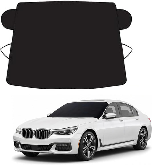 Exterior Car Windshield Cover, Oxford Fabric All Weather Windshield Snow Shield for Windshield & Mirrors, Blocks Snow Ice Frost, Anti-Theft Door Flap, Fits SUV Sedan Truck (69"x42")