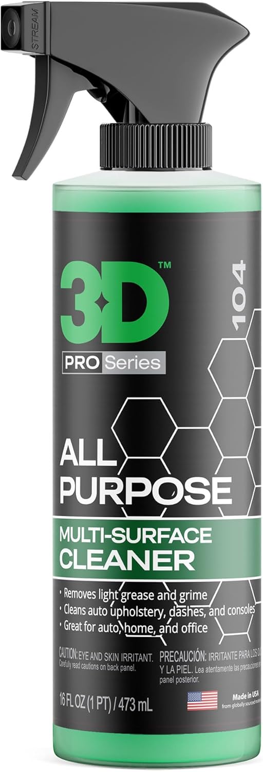 3D All Purpose Cleaner – High-Performance Interior & Exterior Car Cleaner for Vinyl, Leather, Plastic, Fabric, Carpet & More - 1 Gallon