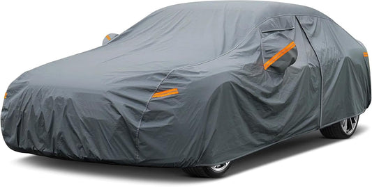 GUNHYI 16 Layers Car Cover Waterproof All Weather, Heavy Duty Outdoor Car Cover Universal Fit Sedan Toyota Avalon, Ford Taurus, Lincoln MKS/Continental, BMW 740i, Mercedes Benz S Class etc.