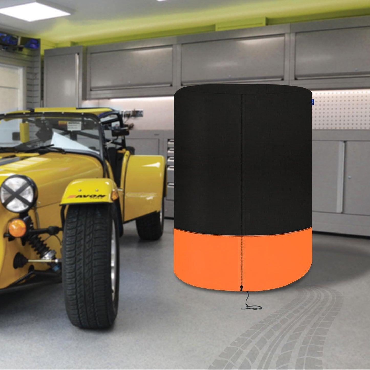 Kayme Tire Cover, Large Tire Storage Bag, Seasonal Spare Tire Storage Cover, Durable Tire Bags Used in Trucks, SUV, Trailer Sun Rain Snow Protection, Fit 35 Inch Tire Diameter-Black Orange