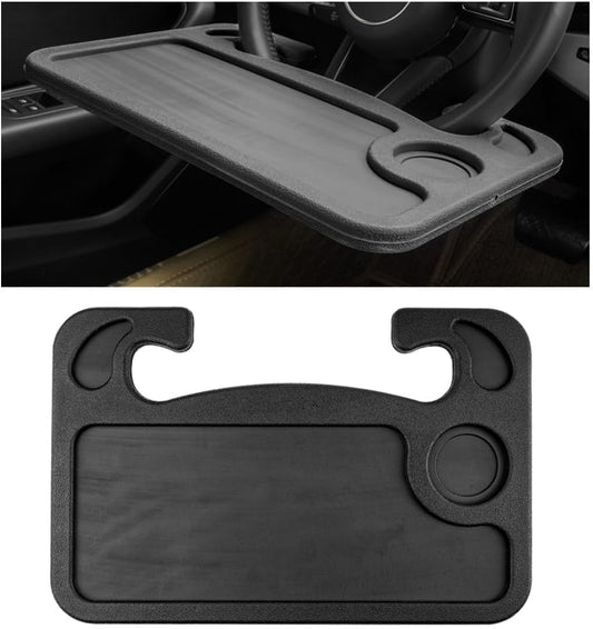 1 Pack Steering Wheel Tray for Ford F150 2021 2022 2023 2024 2025, Portable Car Desk for Laptop Eating Auto Table Food Holder Black