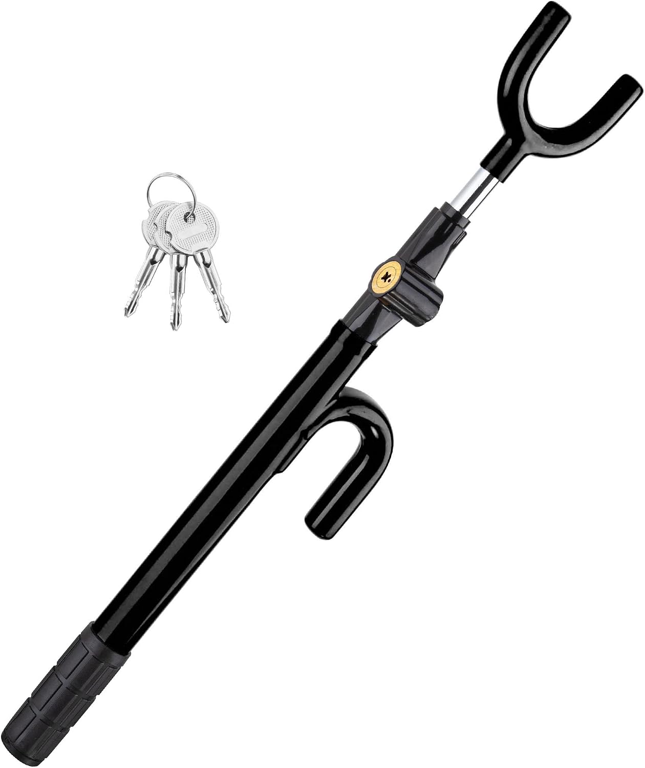 CARTMAN Vehicle Steering Wheel Lock Car Anti Theft Security Lock with Adjustable Length Fit for Cars Trucks Vans and SUVs, Black