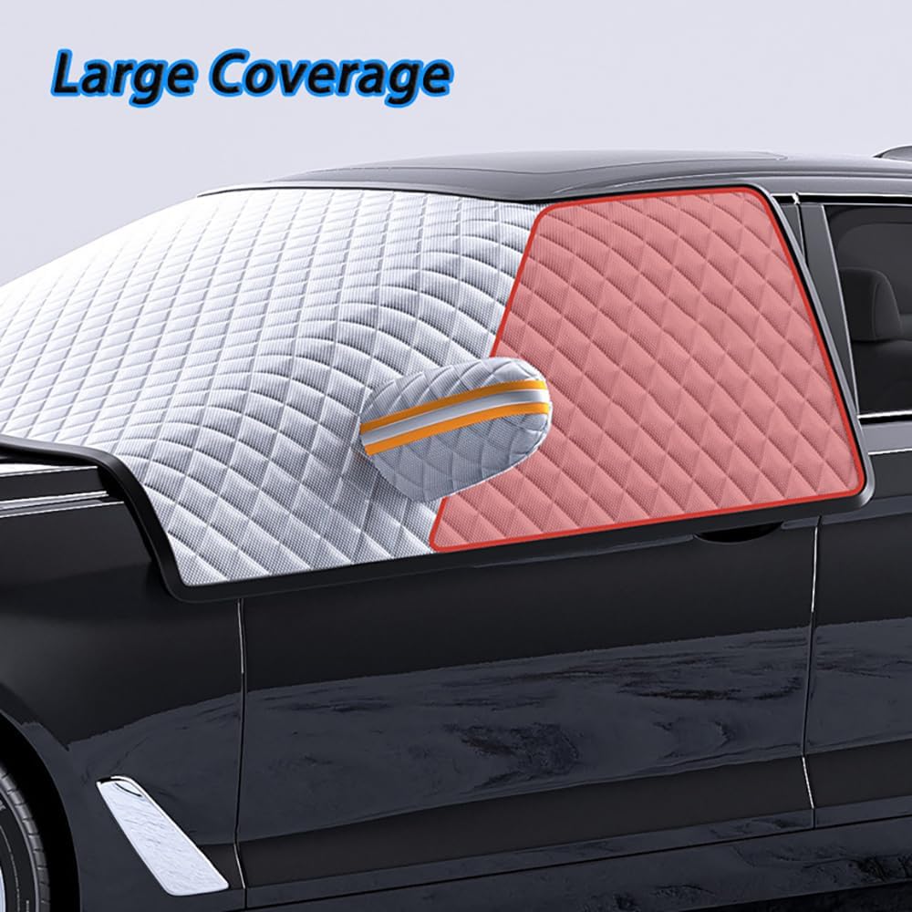 3-Side Winter Car Windshield Snow Cover for Toyota Corolla Cross 2021-2025 SUV 5-Seater, Sun Rain Snow Frost Protector with Magnetic Edges & Mirror Covers,L(175 * 115cm)