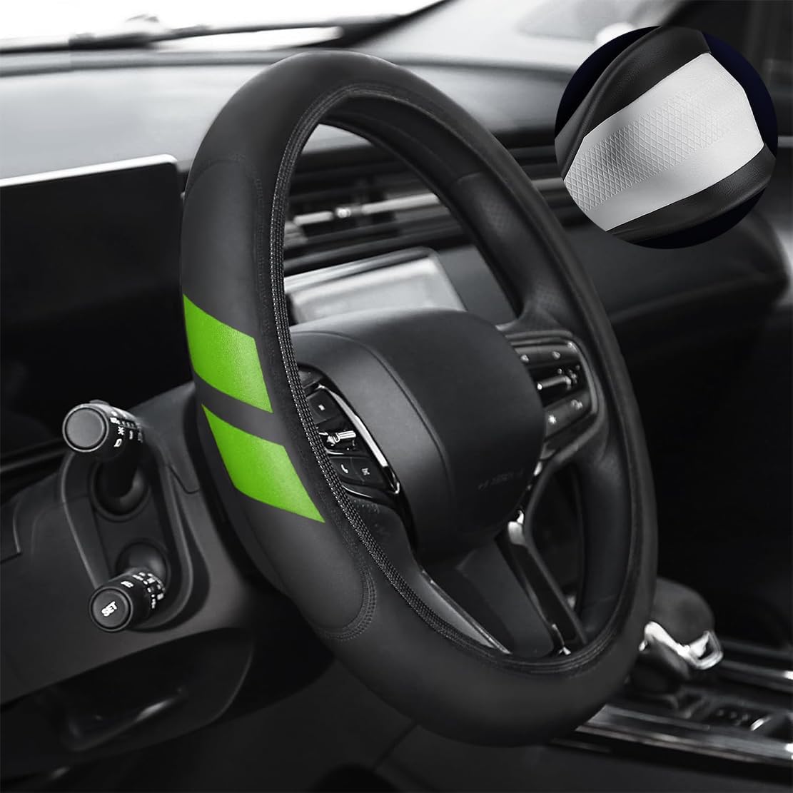Leather Steering Wheel Cover 14.5-15 inchCompatible with Dodge Ram(red)