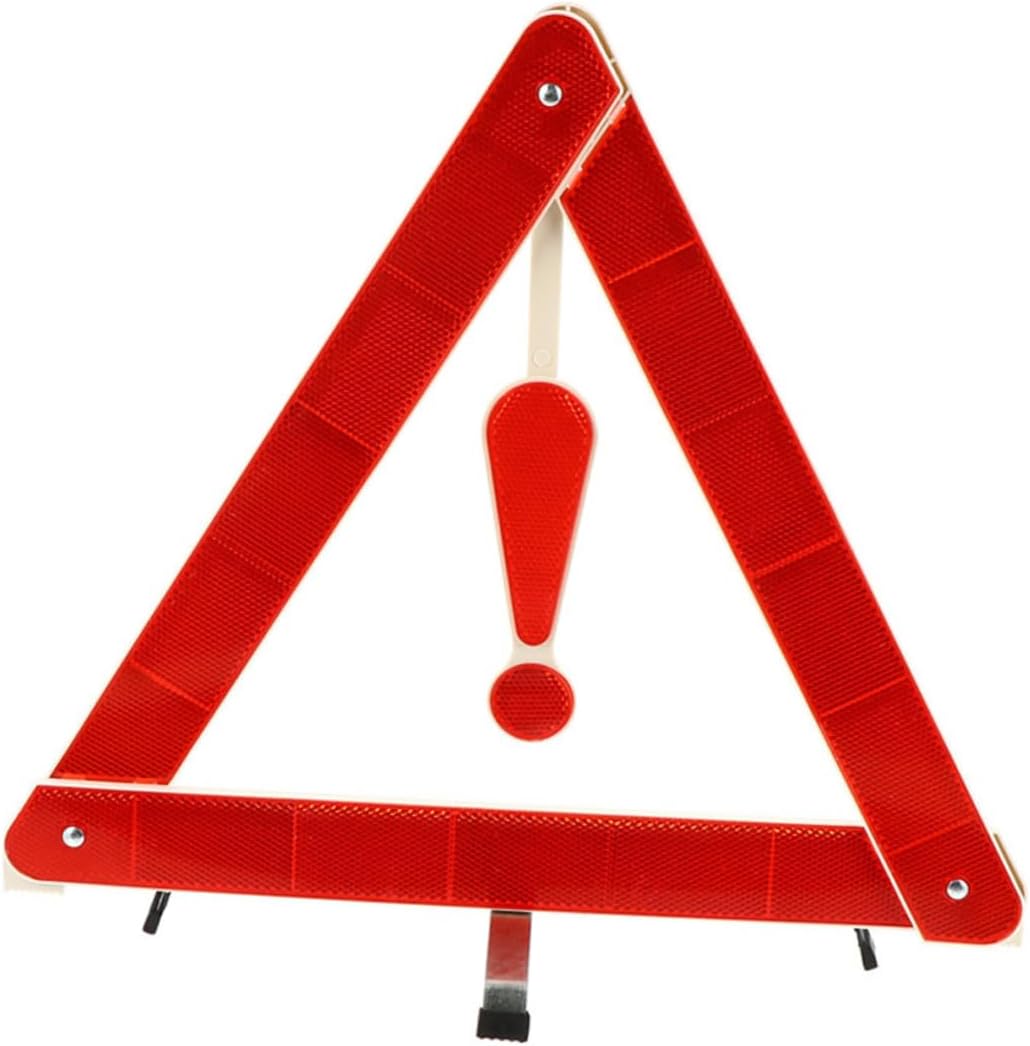 Foldable Triangle Road Safety Sign for Car Warning, Plastic Tripod