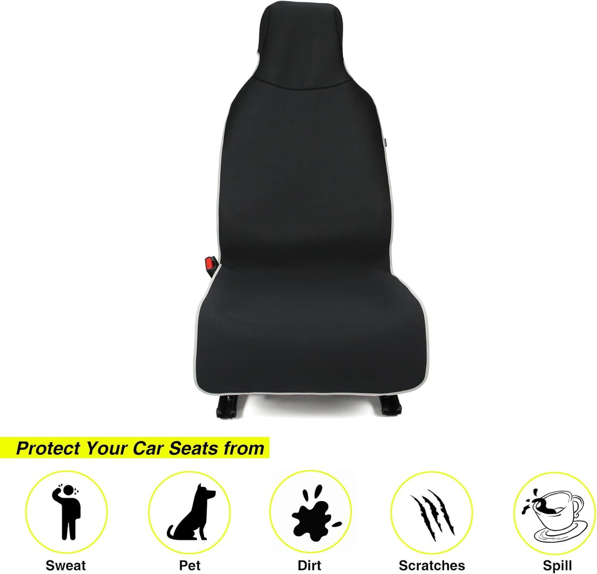 VSHIELD Waterproof Neoprene Car Seat Cover, Sweatproof Non-Slip Seat Protector, Universal Fit for Front Bucket or Rear Bench Seat of Cars, SUVs, Vans, Trucks, Compatible with Airbags and Armrests