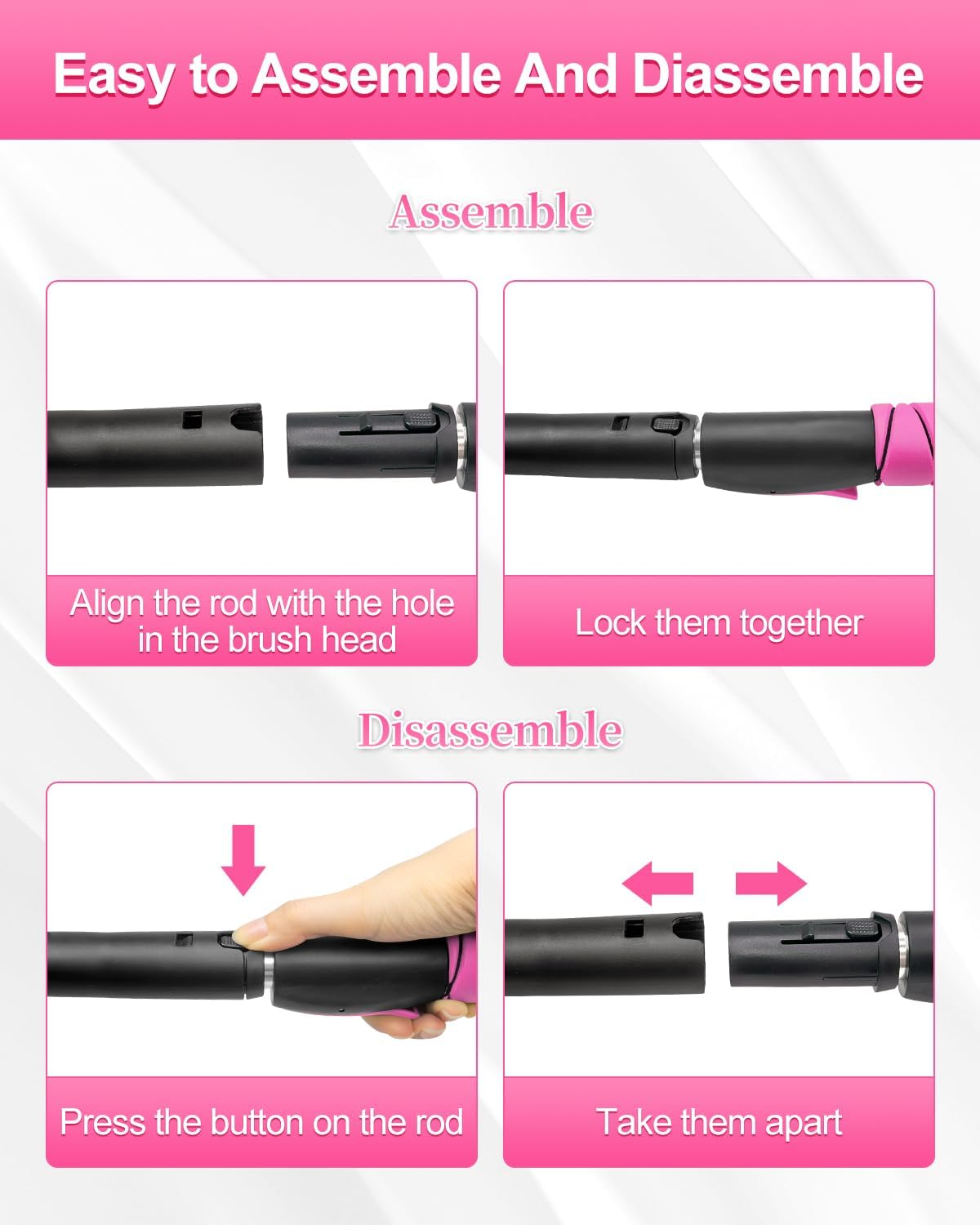 SEAAES 35.5 Inch Extendable Car Snow Brush, Windshield Snow Scraper - Pink