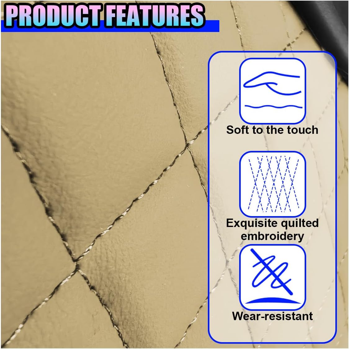 Leather Car Center Console Cover, Armrest Booster Cushion, Beige