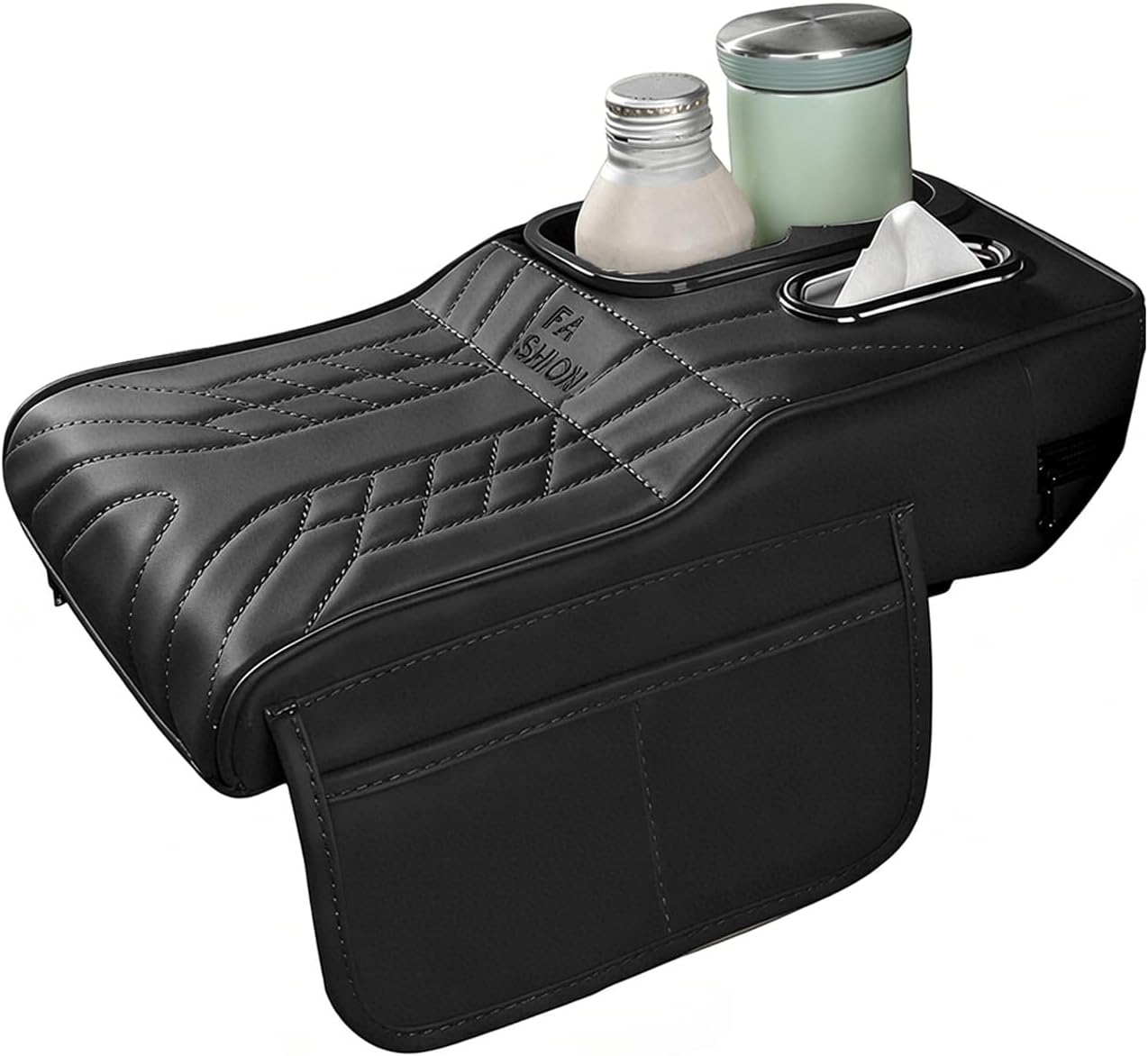 Car Seat Gap Organizer, Car Interior Organizer for Seat Gap Storage, Leather Multi-Functional Storage Box with Tissues, Universal for Most Cars (Red)