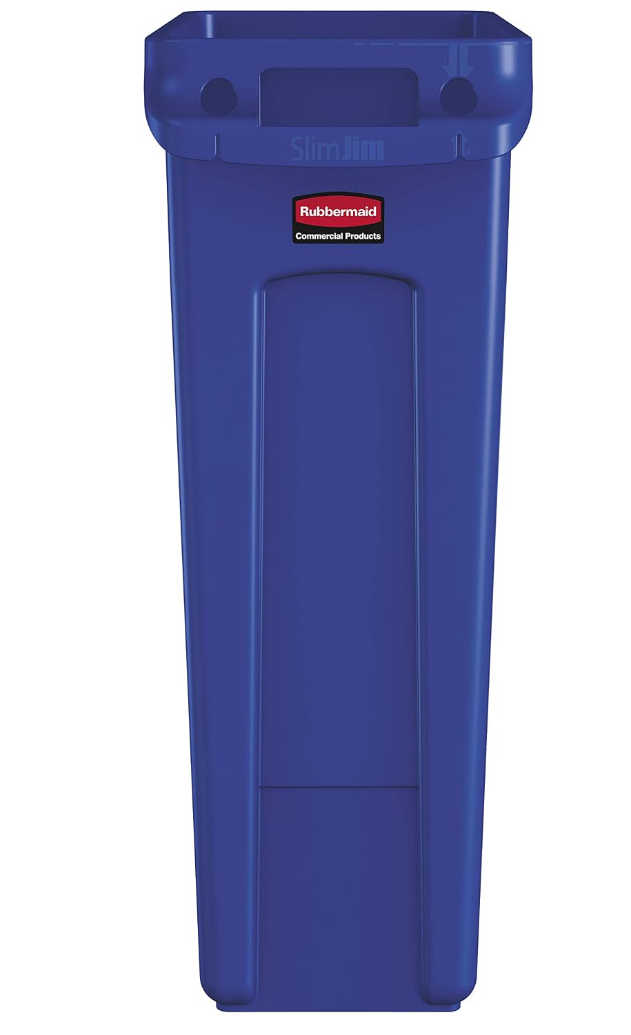 Rubbermaid Commercial Products Slim Jim Trash/Garbage Can with Venting Channels, 23-Gallon, Blue, for Kitchen/Office/Workspace, Pack of 4