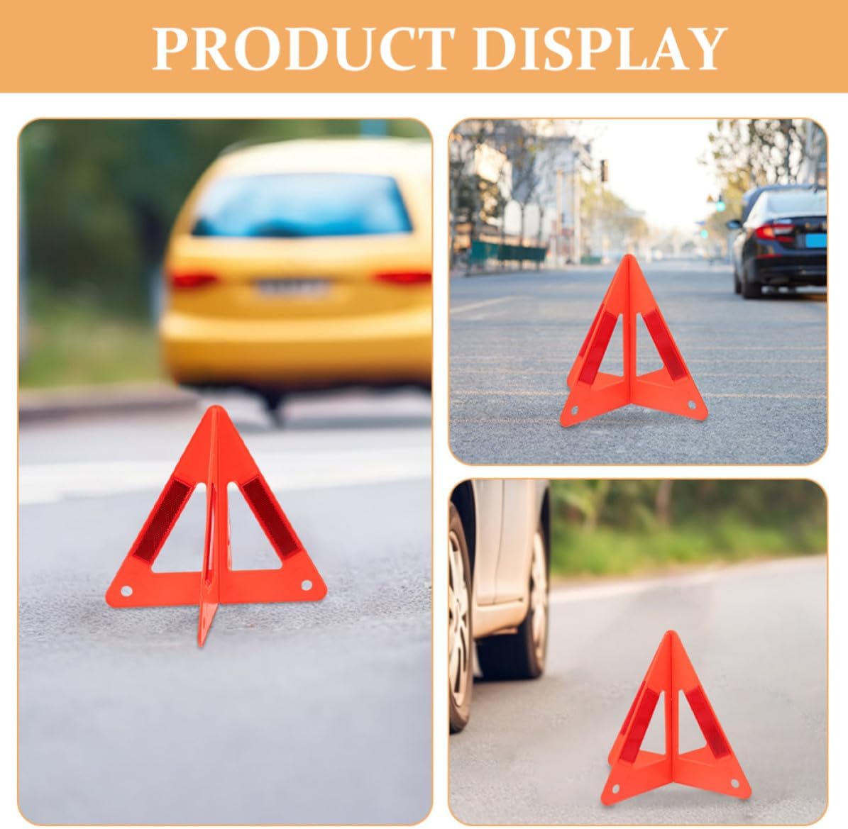 5pcs Reflective Roadside Emergency Warning Triangle for Vehicles, Red