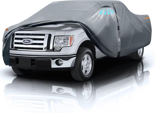 Ford F-150 Truck Cover Custom Fit 2008-2025 SuperCrew Cab Short Bed(5.5'-6.5') with Door Zipper, 12 Layer Pickup Truck Cover Waterproof All Weather, Car Tarp for Wind Dust Sun etc Protection.