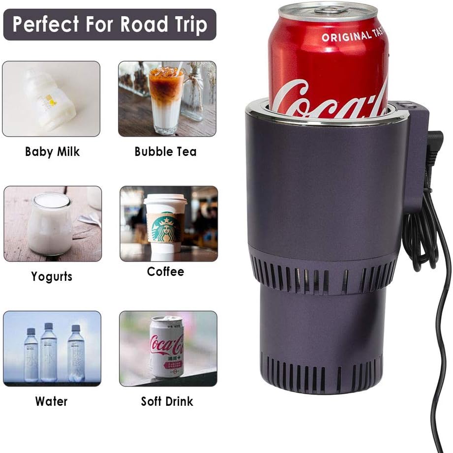 2-in-1 Smart Car Cup Warmer Cooler, Auto Car Cooling and Heating Cup Mug Holder with LED Temperature Display, Touch Control, Keep Beverage Cool and Warm Fits in Commuter Road Tripper