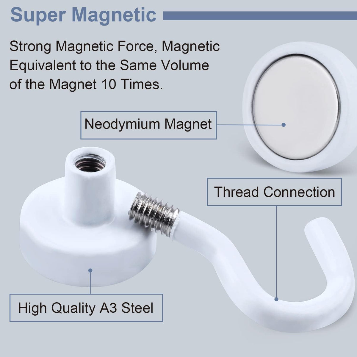 DIYMAG Magnetic Hooks 20pcs 30lbs+ Cruise Essentials 2026 Magnet Hook White
