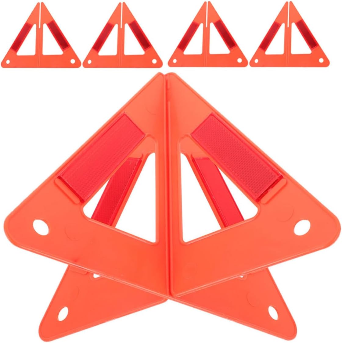 NUOBESTY 5pcs Triangle Warning Sign for Vehicle, Foldable Plastic Red