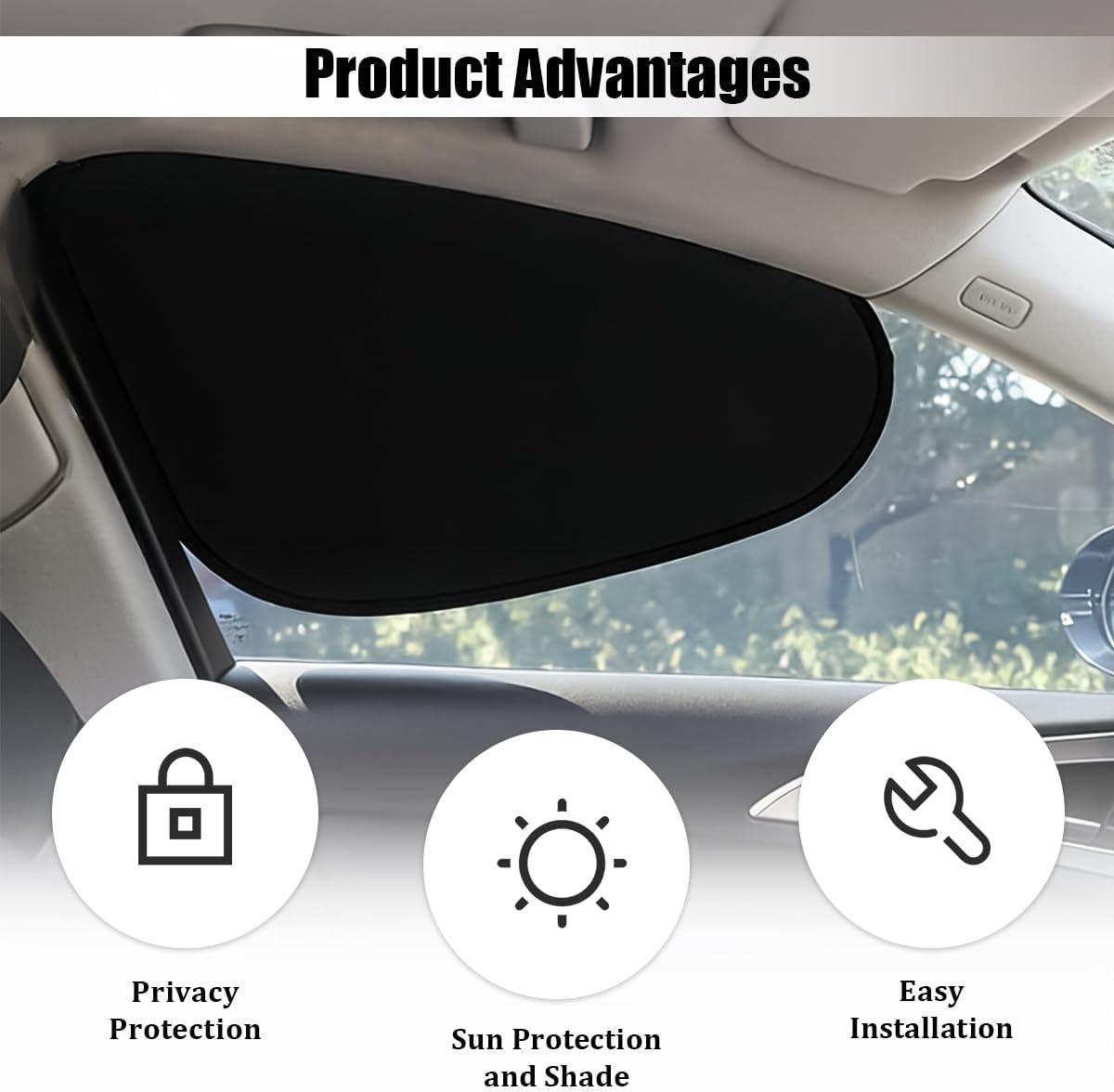 4PCS Car Window Shade, Static Suction Front Rear Side Window Sun Shield Block UV Rays & Heat Glare, Foldable Auto Sunshade Cover for Baby Sleeping, Universal for SUV Van Truck