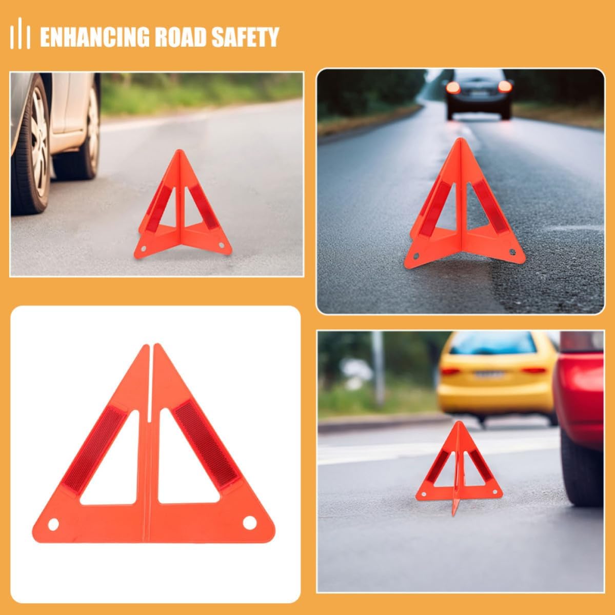 Reflective Triangle Warning Stand 5pcs for Vehicle Night Emergencies