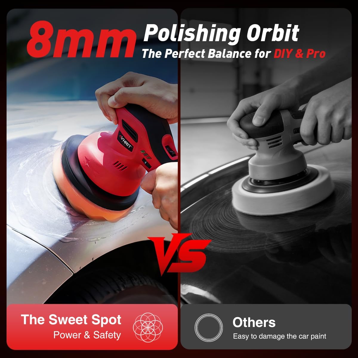 6 Inch Cordless Car Buffer Polisher kit w/ 2x2000mAh 21V Batteries