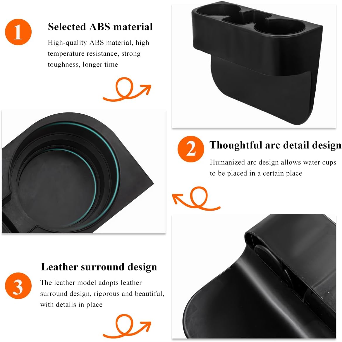 DXNQ Car Cup Holder Gap Filler Organizer, Multifunctional Auto Front Console Gap Filler with Cup Holder, Leather Extra Cup Holder Storage Box for Car Truck SUV, Car Accessories (Black/Plastic)