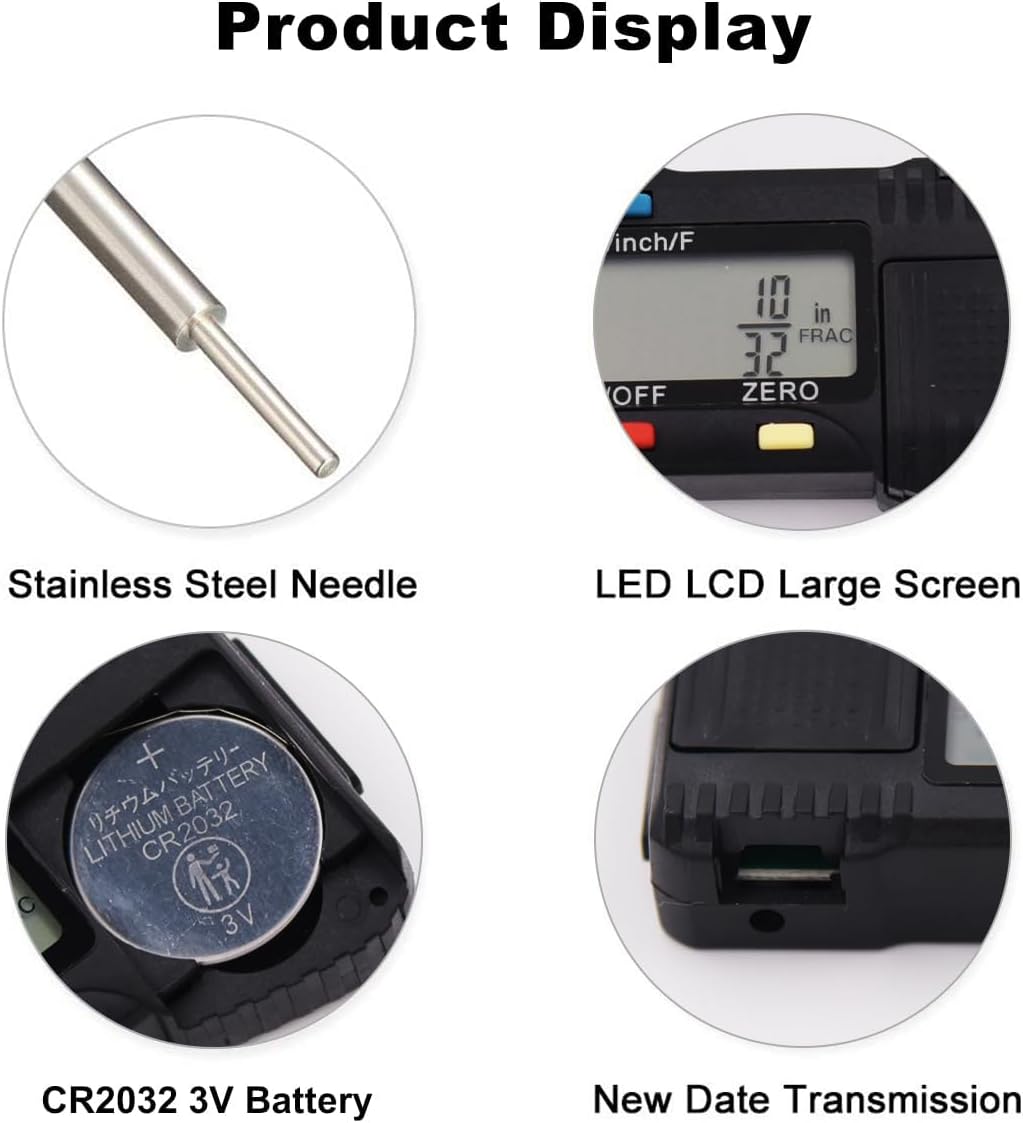 SAFELIFE Digital Tire Tread Depth Gauge, 3 Modes-Fractional Inch, Decimal Inch and Millimeter, Zeroable Tire Tread Depth Gauge for Motorcycles,Cars,Trucks Accurate Tyre Tread Depth Gauge-Black