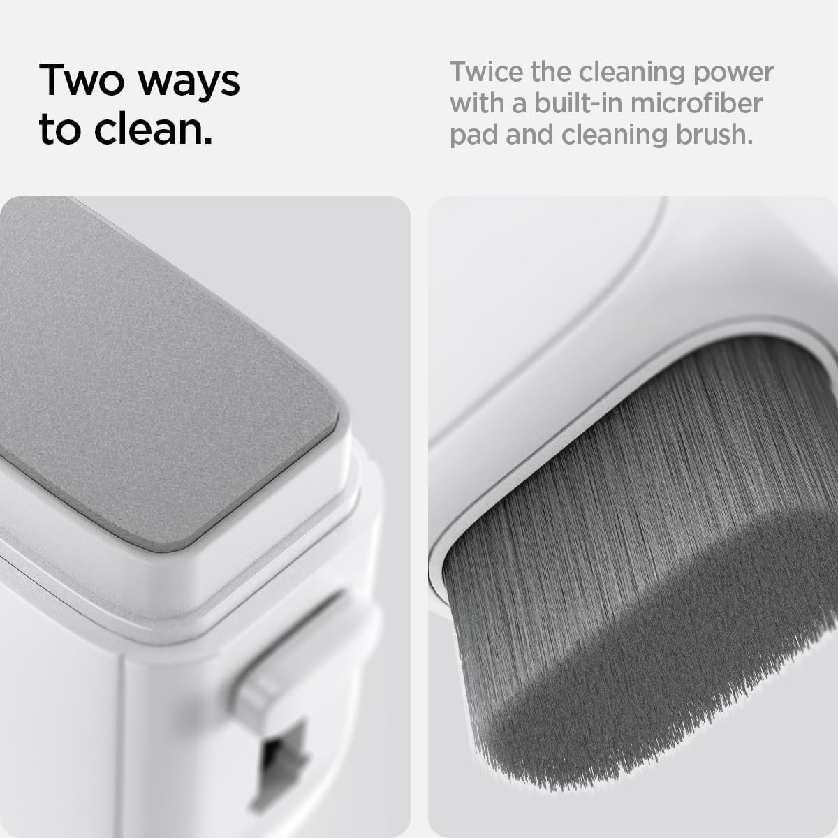Spigen EZ Slide & Brush Screen Cleaner for Car (White) with 2 Pack Magnetic Vegan Leather Sunglass Holder for Car Sun Visor (Gray)