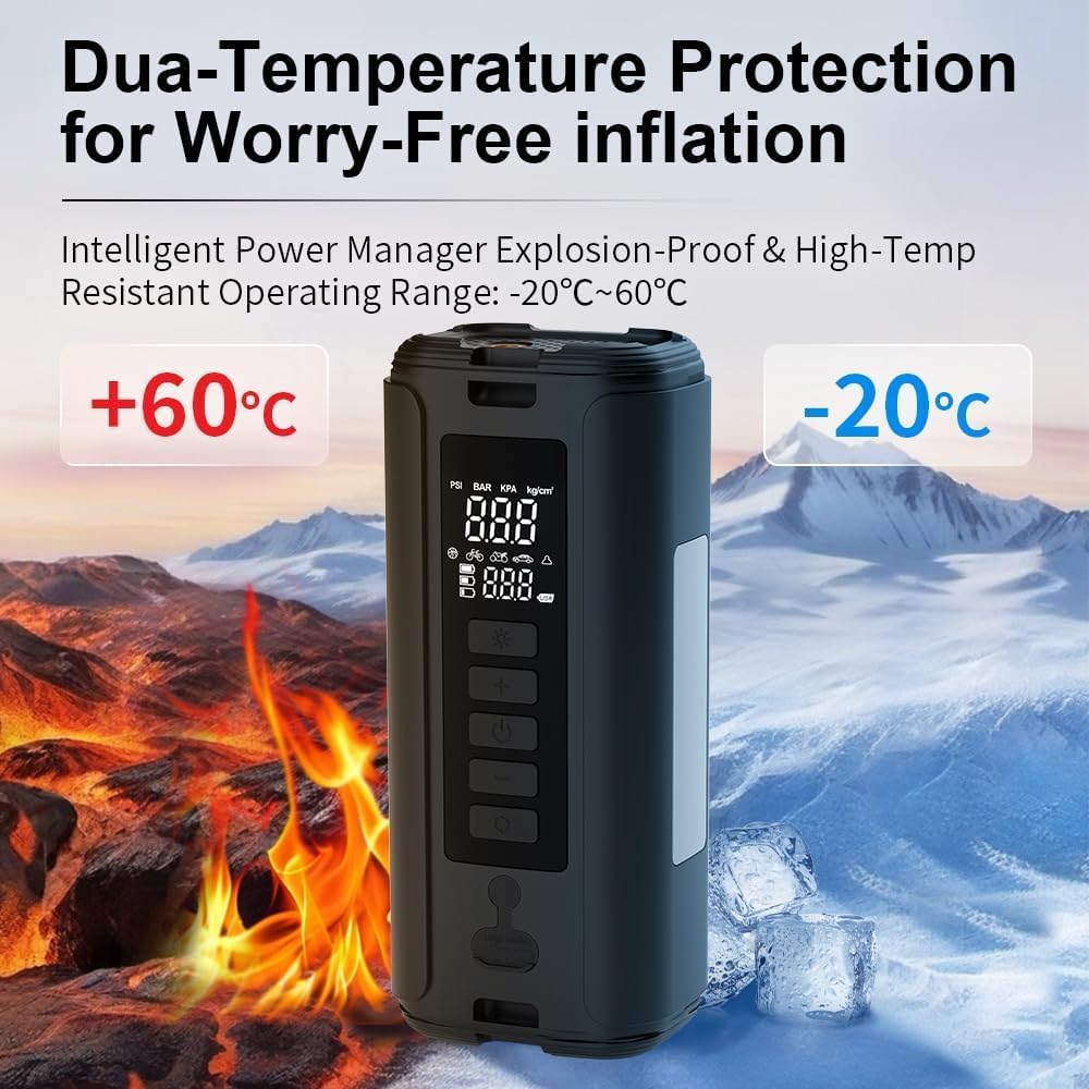 Battery Jumper Starter Portable (9.0L Gas/6.5L Diesel) with 150PSI Auto-Shutoff Air Compressor, 12V Lithium Car Jump Box