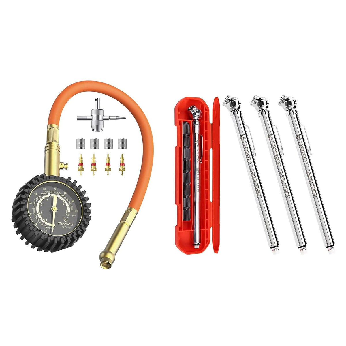 ETENWOLF G100 Pencil Tire Pressure Gauge 3 Pack & G200 Pro Tire Pressure Gauge