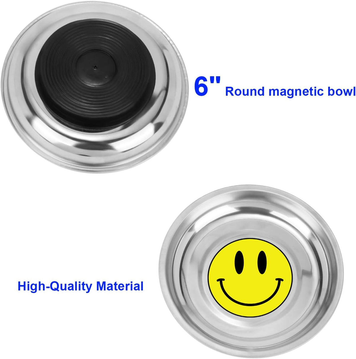 VASTOOLS Magnetic Parts Tray 3 Pack, 6" Round Magnetic Parts Bowl, Stainless Steel,for Screw Socket Pin Tools Nuts Bolts Ferruginous Metal Accessories