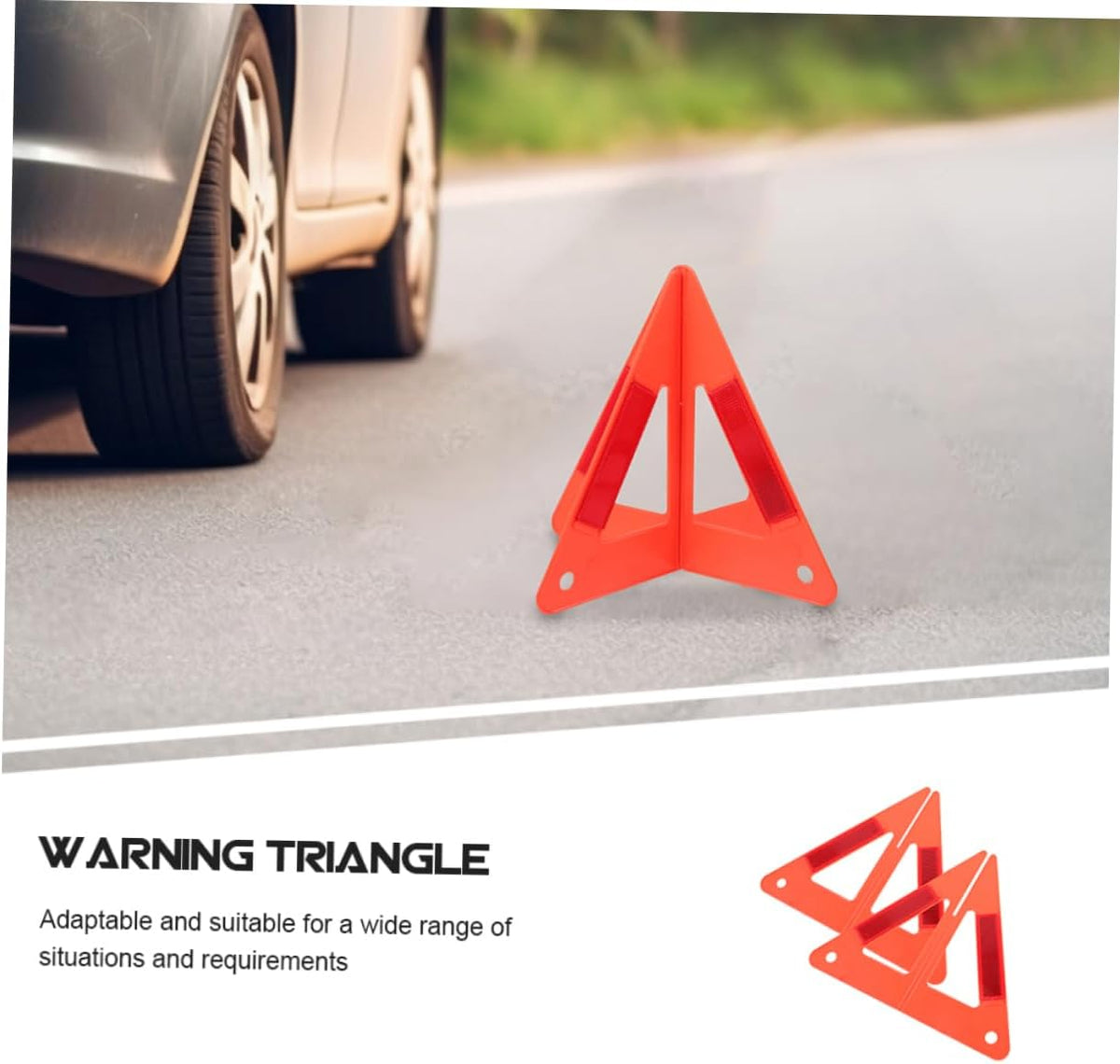 Foldable Reflective Warning Triangle Set, 3pcs Plastic Roadside Safety