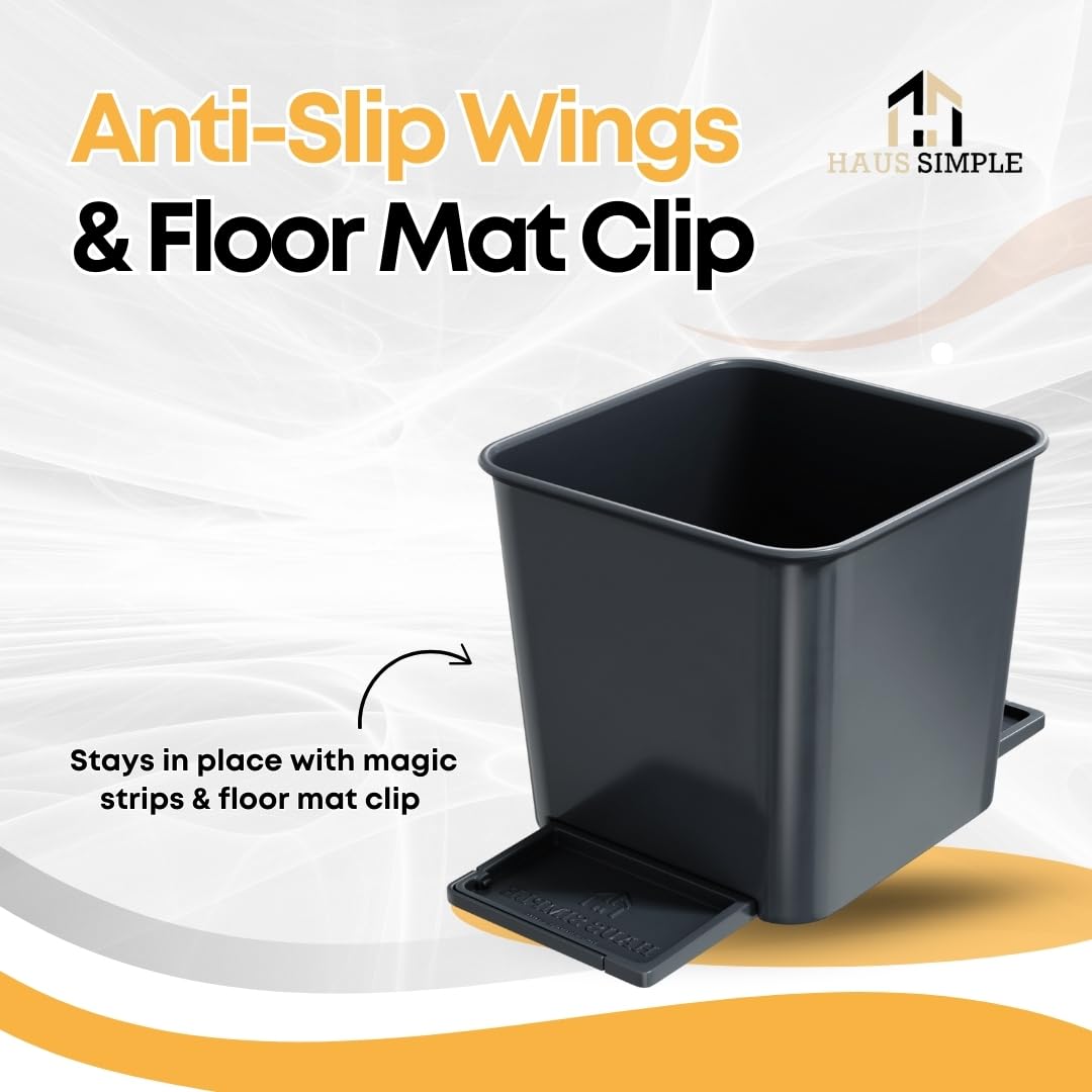 Car Trash Can for Vehicles Leakproof Compact Garbage Bin w/Stability Flap, Anti-Slip Base, Portable Trash Holder for Cars, Trucks, SUVs, Minivans (Gray, Small)