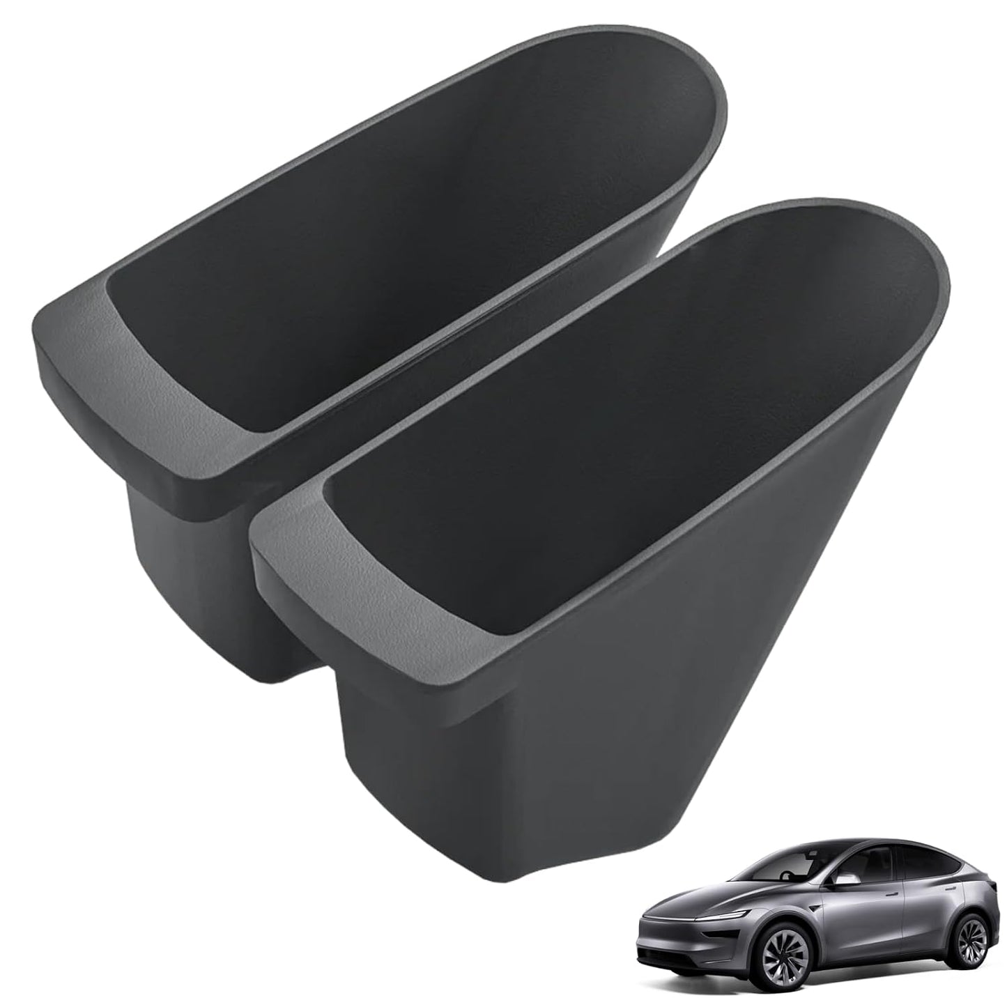 Front Door Trash Cans for 2026 Tesla Model Y Juniper Interior Accessories | Waterproof and Leak-proof Dustbin Garbage Organizer, Portable Small, Durable TPE, Easy to Clean Detachable - 2 Pack
