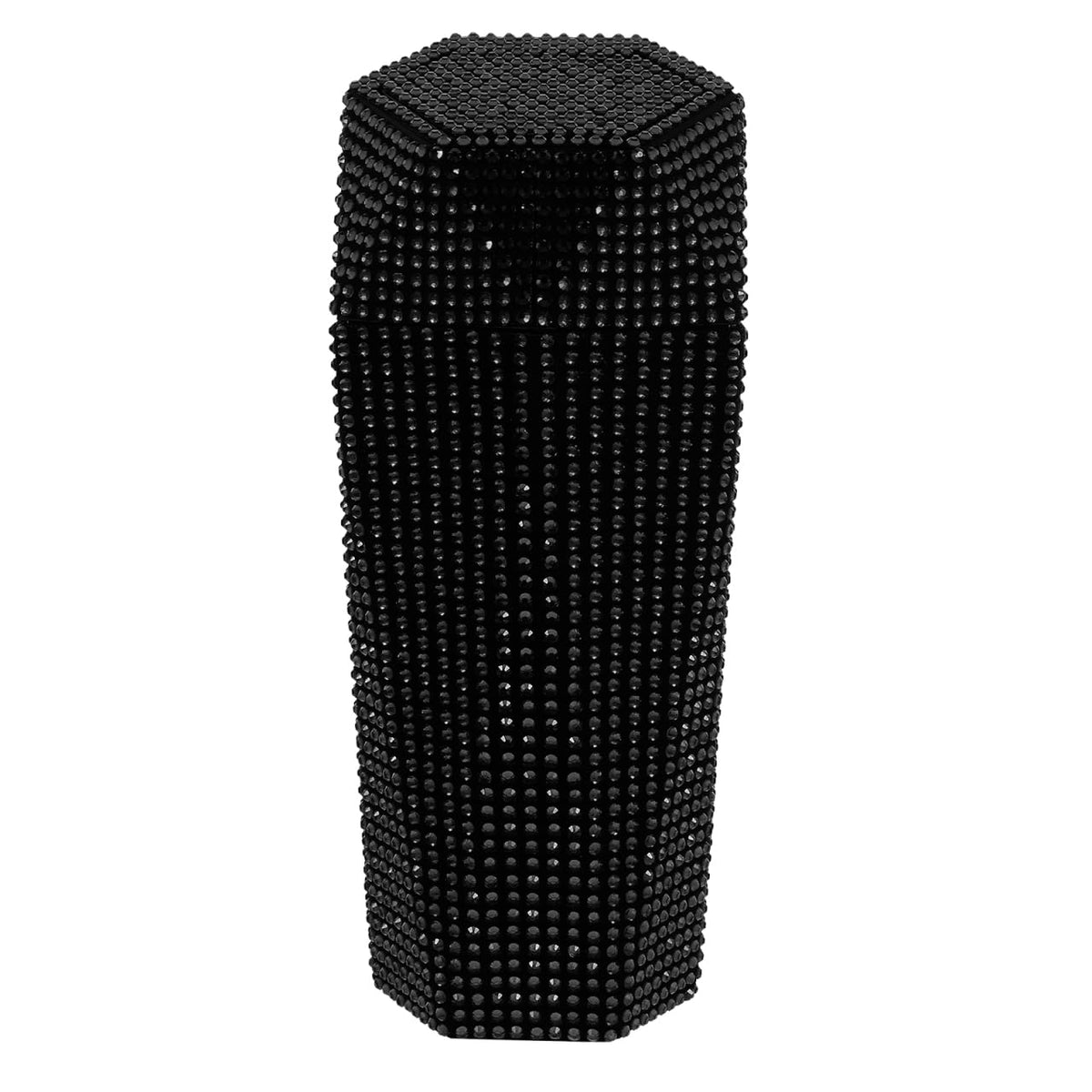 iplusmile Bling Car Trash Can with Lid – 3.2 in Black Rhinestone Sparkle, Leak-Proof Cup Holder Bin, Odor-Seal Mini Garbage Container for Women, Girls, Car Interior & Vanity Desk