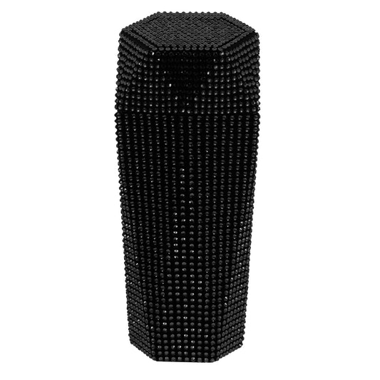 iplusmile Bling Car Trash Can with Lid – 3.2 in Black Rhinestone Sparkle, Leak-Proof Cup Holder Bin, Odor-Seal Mini Garbage Container for Women, Girls, Car Interior & Vanity Desk