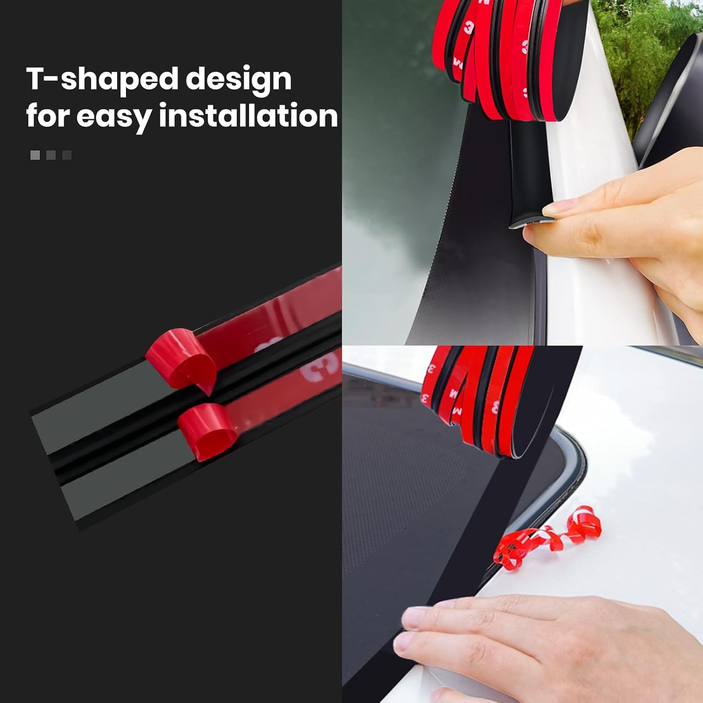 2PCS Windshield Rubber Seal Car Weather Stripping Trim T Shape Sealing Strip for Car Front Rear Windshield (32.8 Feet)