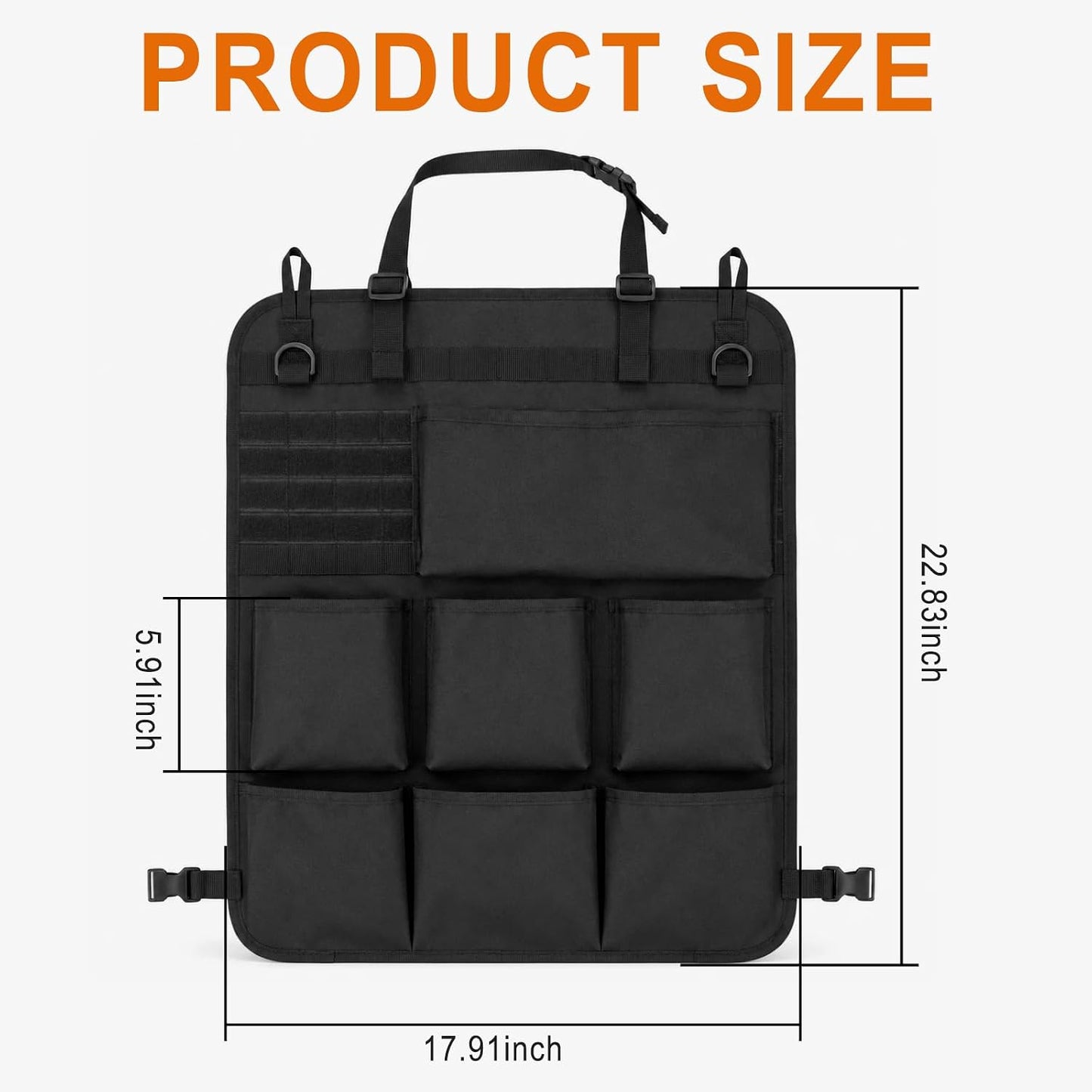 Car Seat Back Organizer, Automotive Back Seat Organizer with 8 Pockets, Hanging Vehicle Backseat Storage Bag, Universal Travel Accessories for Car Jeep SUV Truck, Black