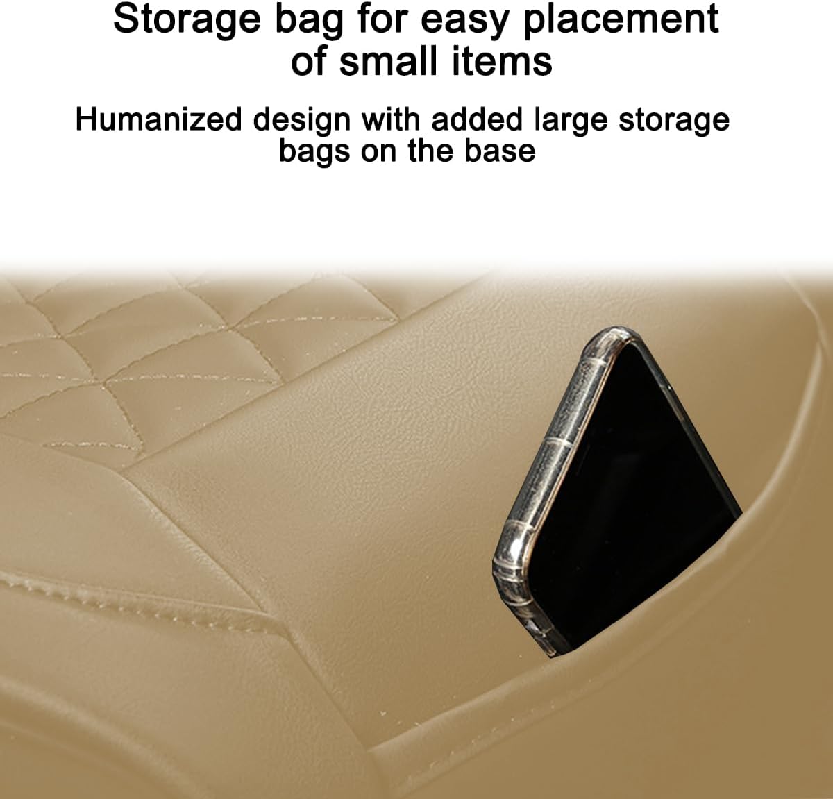 2PCS Leather Car Seat Cover, Front Bottom Seat Protector Pad, Beige