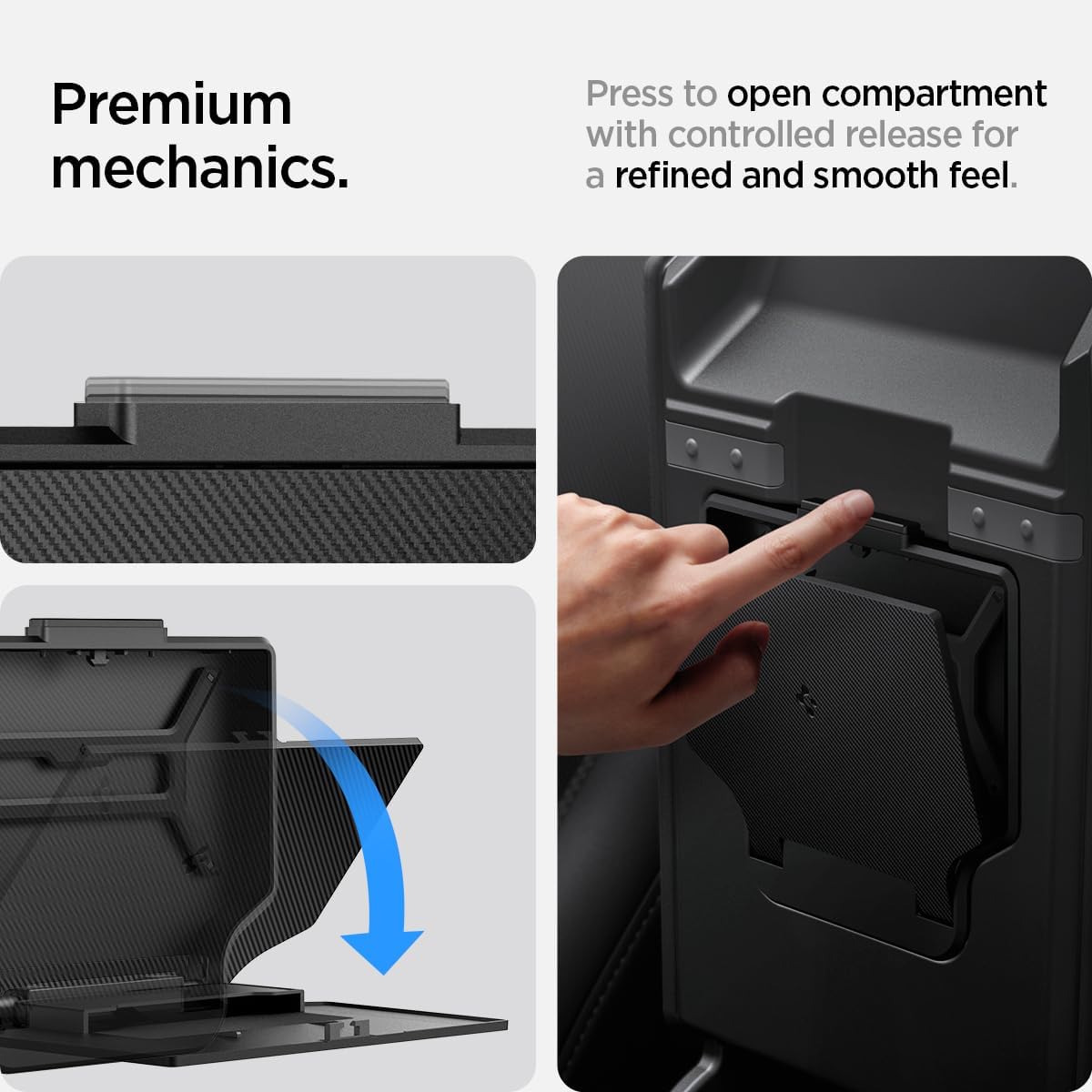 Spigen One-Tap Hidden Storage Box for Tesla Model Y Juniper & Model Y L (Standard, Premium & Performance 2026/2025) and Model 3 Highland (Standard, Premium & Performance 2026/25/24)