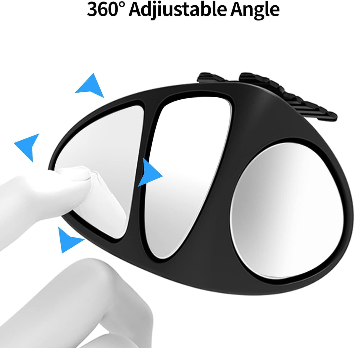 Car Blind Spot Mirror, 3-view Wide Angel Mirror Auxiliary Mirror for Front Rear Wheel Blind Spot Rear View Mirror. (Black Right)