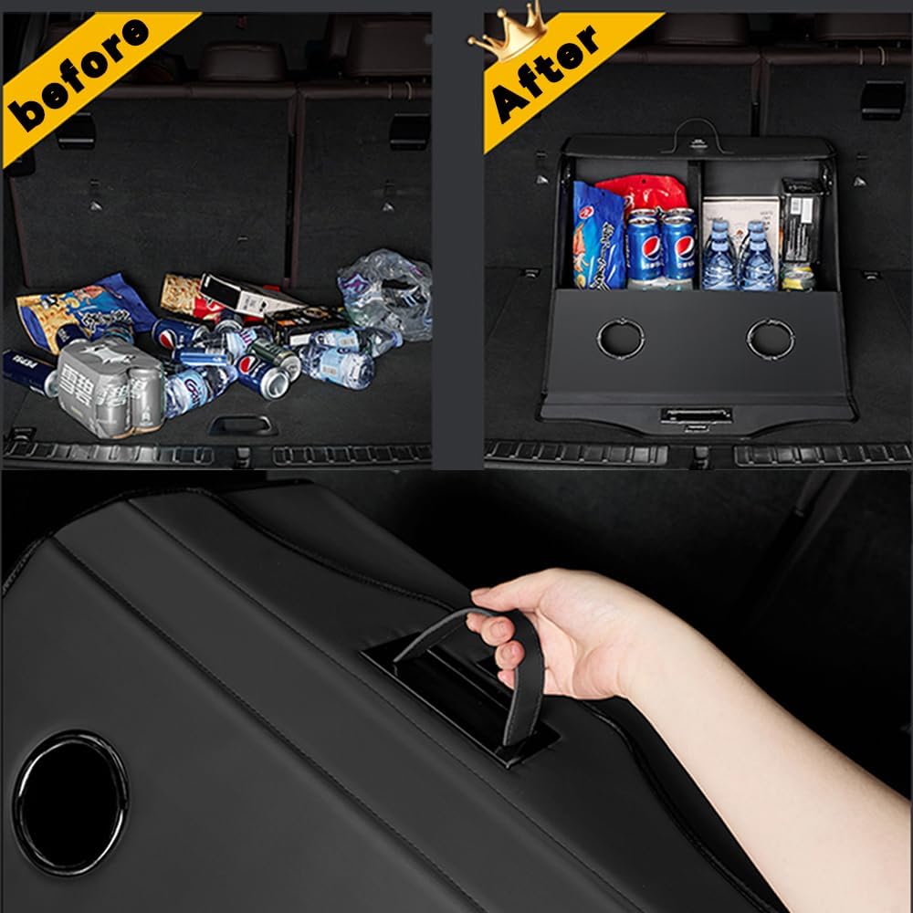 Leather Trunk Organizer,Foldable,Multi-Compartment,With Breathable Holes for Car SUV Truck MPV,Camping Picnic,Home Large 26 * 13.7 * 13.7 inch Orange