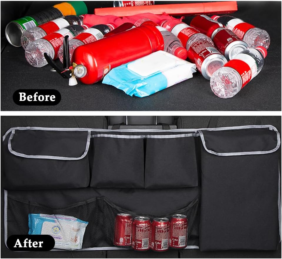 IHOTDER Large Capacity Car Trunk Organizer,Six Pockets Trunk Storage Organizer with Adjustable Straps,Wear-Resistant Oxford Fabric Hanging Trunk Organizer for Car Truck SUV