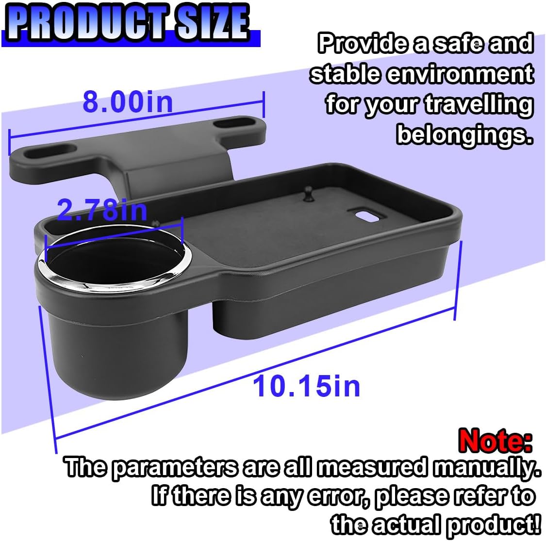 Car Cup Holder Tray, Foldable Car Backseat Organizer Food Tray for Eating, Multifunctional Detachable Headrest Drink Trays Desk for Most Vehicles Road Trips